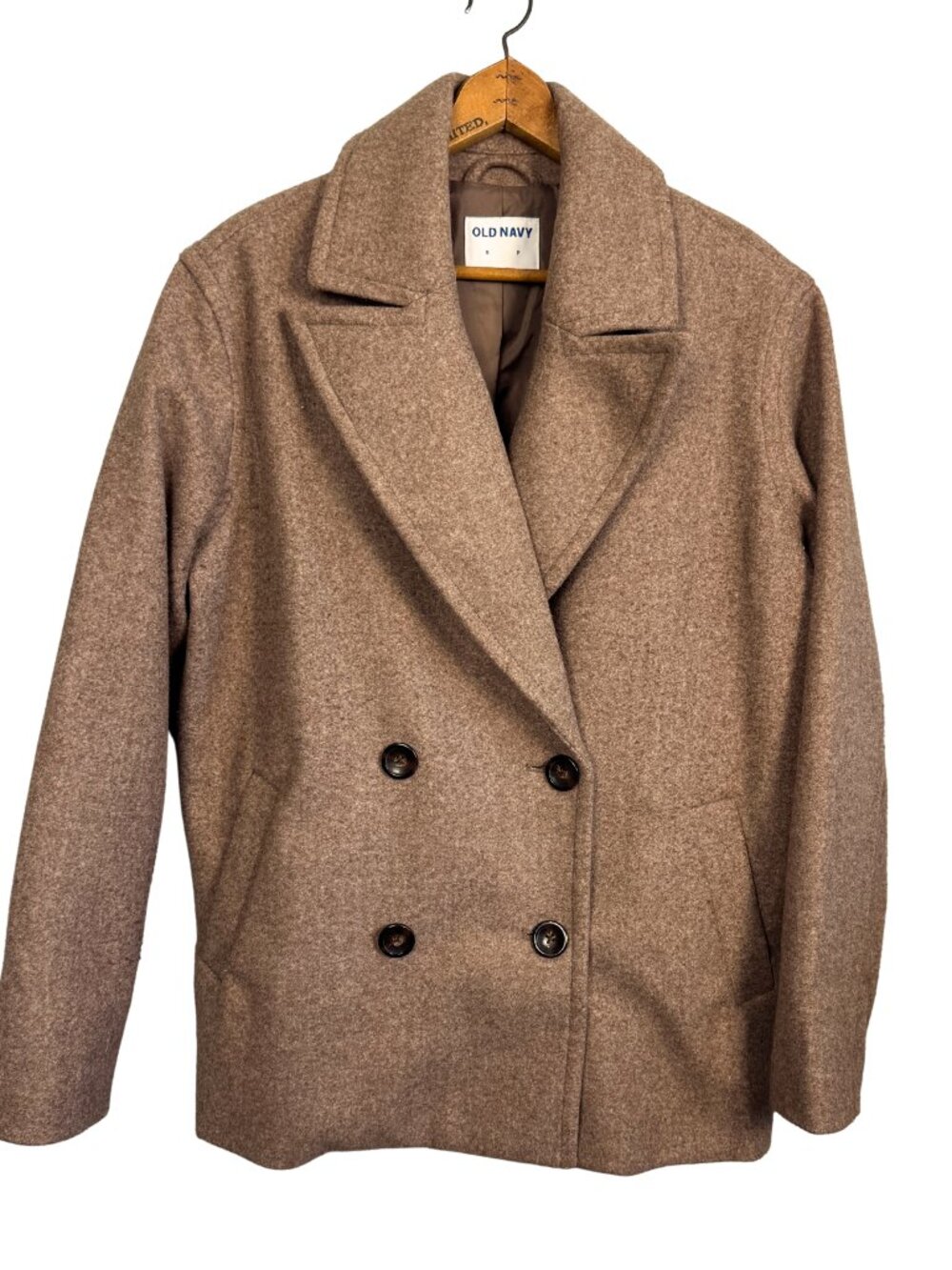 Old Navy Brown Oversized Peacoat – Neutral Minimalist Fall Jacket